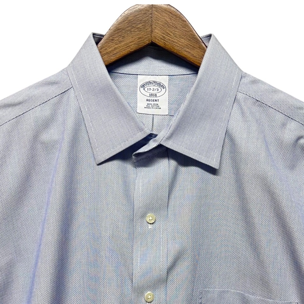 Brooks Brothers Regent Shirt Mens 17 2/3- Blue Geometric Button‎ Down Non Iron